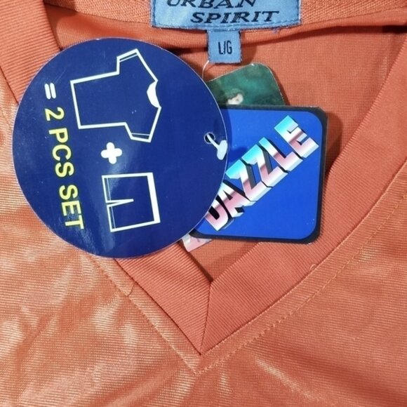 Urban Spirit Men's 2pc Track Shorts and Top Suit Size L Orange - Picture 3 of 5